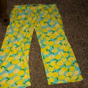 Blue background lemon designs kids pants